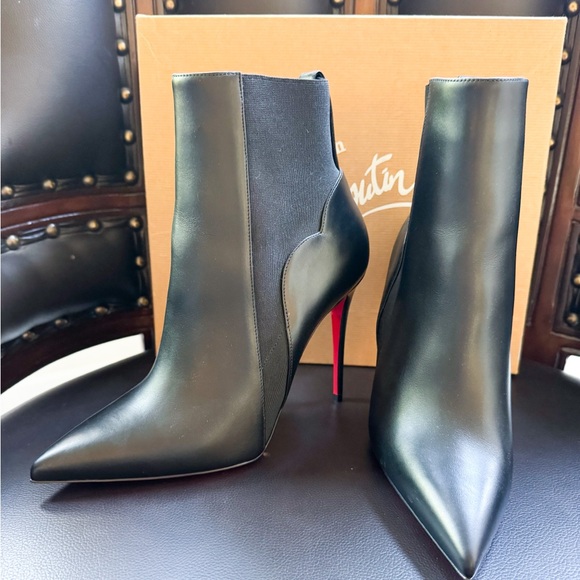 New Christian Louboutin Calfskin Chelsea Chick 100 Stiletto Boots Size 41 Black - Picture 2 of 9